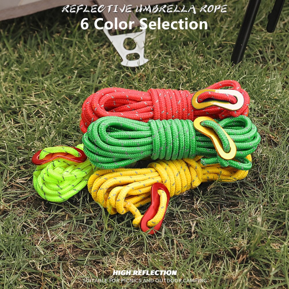 Cheap Goat Tents 1pcs 4M Outdoor Tent Rope Camping Rope Reflective Wind Rope With Buckle Adjuster Windproof Noose Tent Accessories   